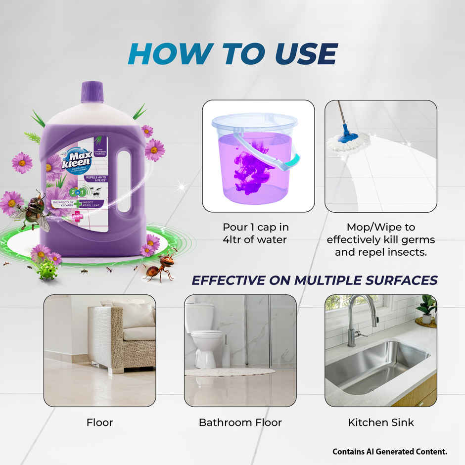 Maxkleen Lemongrass Freshness 2in1 Repellant + Disinfectant Floor Cleaner | Can