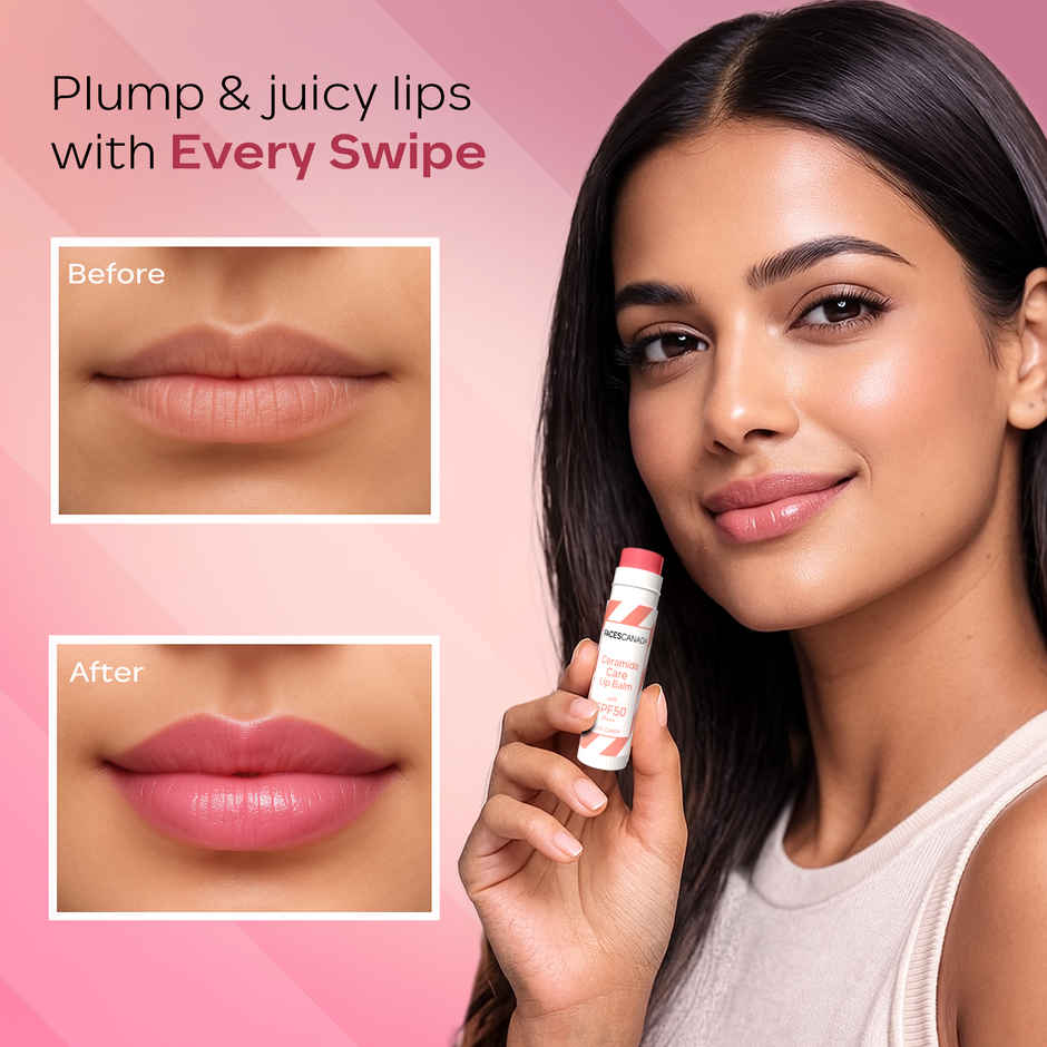 FACES CANADA Ceramide Care Lip Balm | SPF 50 | Hydrates Dry & Chapped Lips - Clear Natural 01