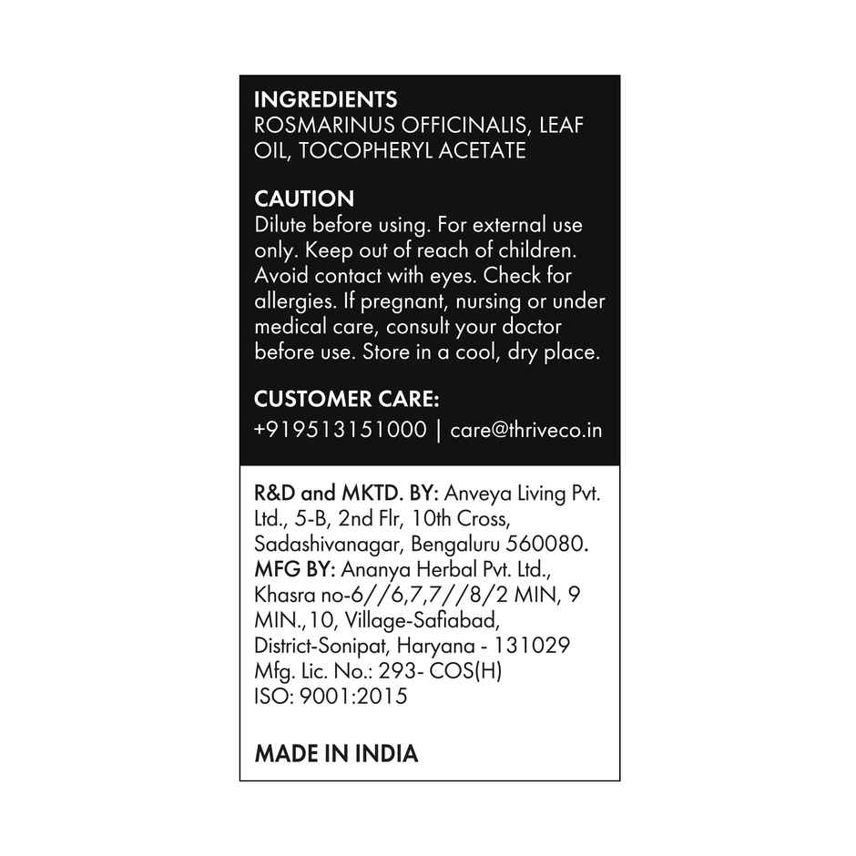 Thriveco Rosemary Essential Oil For Hair Growth & Hair Fall Control For Men & Women