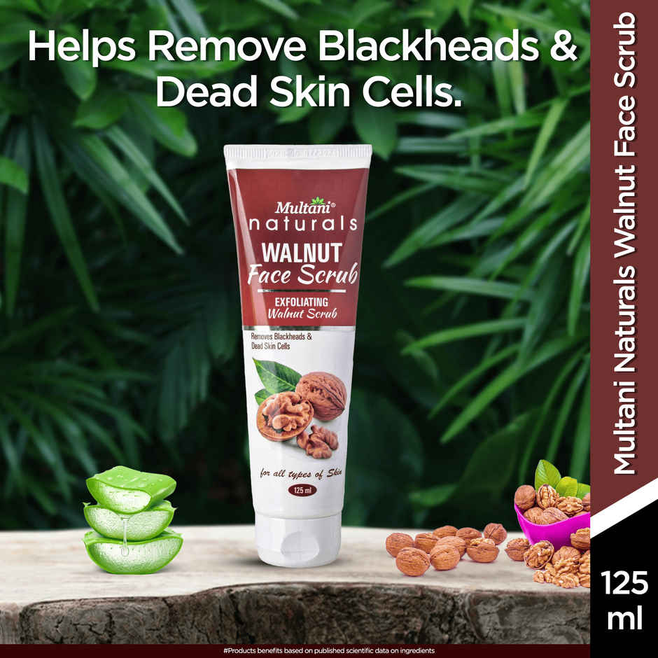Multani Naturals Walnut Face Scrub | Removes BlackHead & Dead Skin Cells| Unclog Pores
