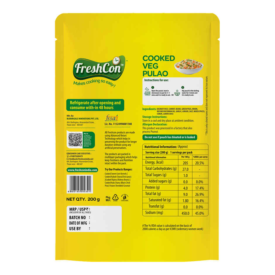 Freshcon Cooked Veg Pulao