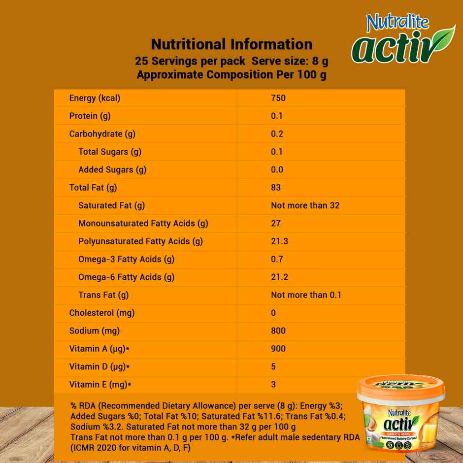 Nutralite Activ Plant Based Buttery Spread - Garlic & Herbs