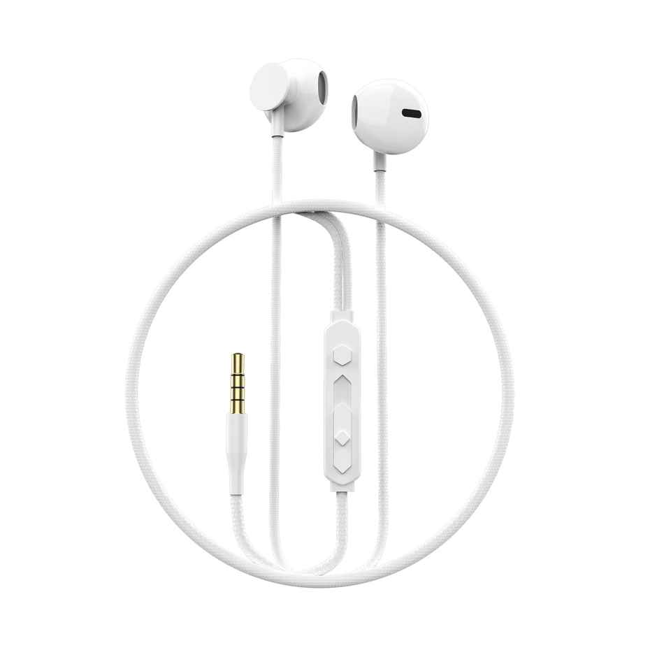 Aroma HF507 - 3.5mm Jack Clear Hi-Fi Sound With Volume Control Wired Earphone | White