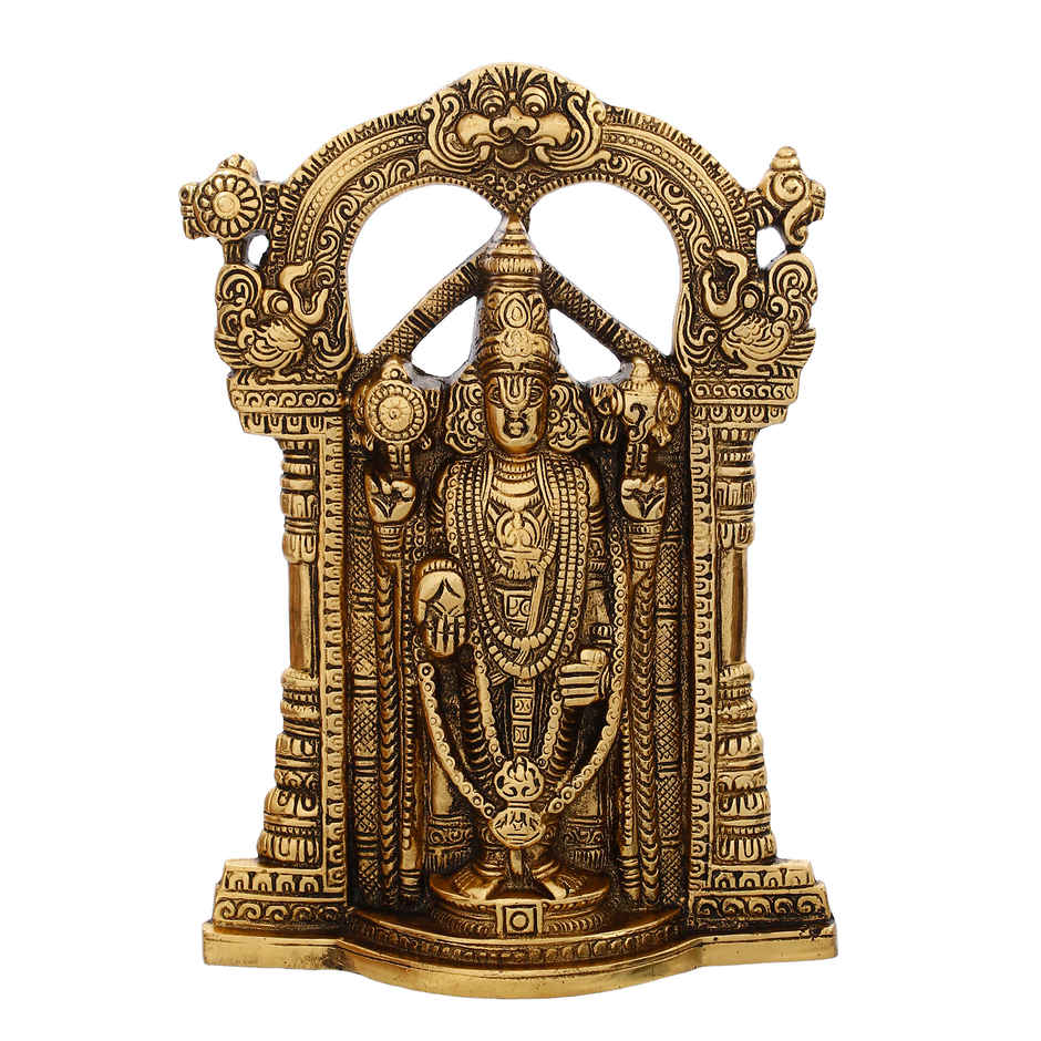 eCraftIndia Golden Metal Tirupati Balaji Idol, Lord Venkateswara Swamy Murti For Home