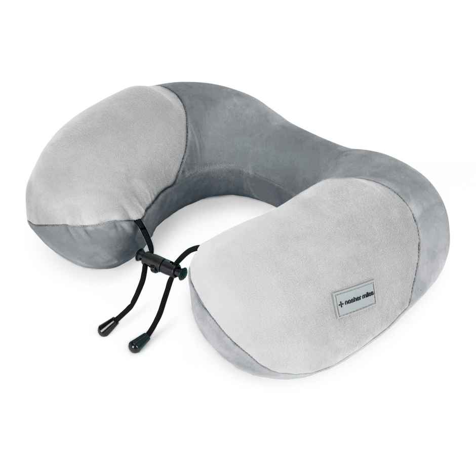 Nasher Miles 100% Pure Memory Foam Travel Neck Pillow- Stable Neck Support- Dark Grey And Grey