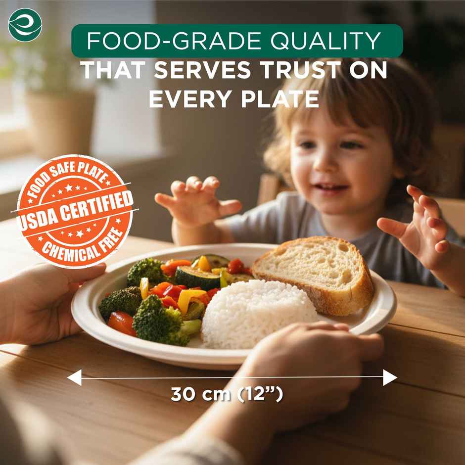 ECO SOUL | Bagasse Disposable Plates | 12 Inch | Round | 10 Count