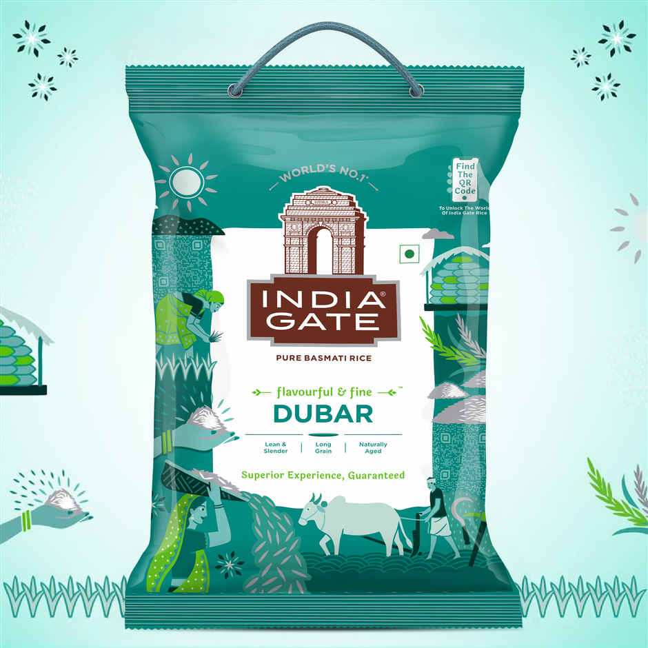 India Gate Flavourful and Fine Dubar Basmati Rice | Long and Slender Grains | Naturally Aged