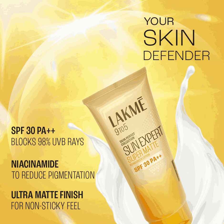 Lakme Sun Expert SPF 30 PA++ Super Matte Lotion Sunscreen, Lightweight, Non Sticky