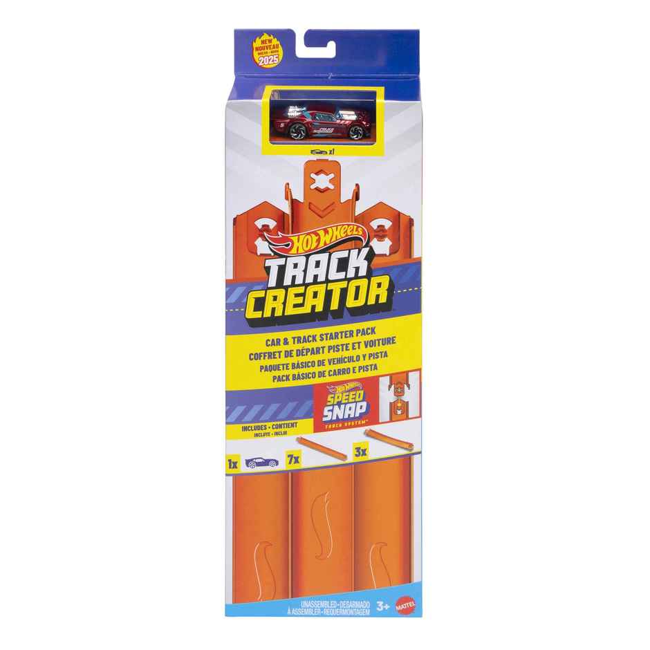 Hot Wheels Track Creator Starter Pack with Vehicle 10 Feet of Speed Snap Flex