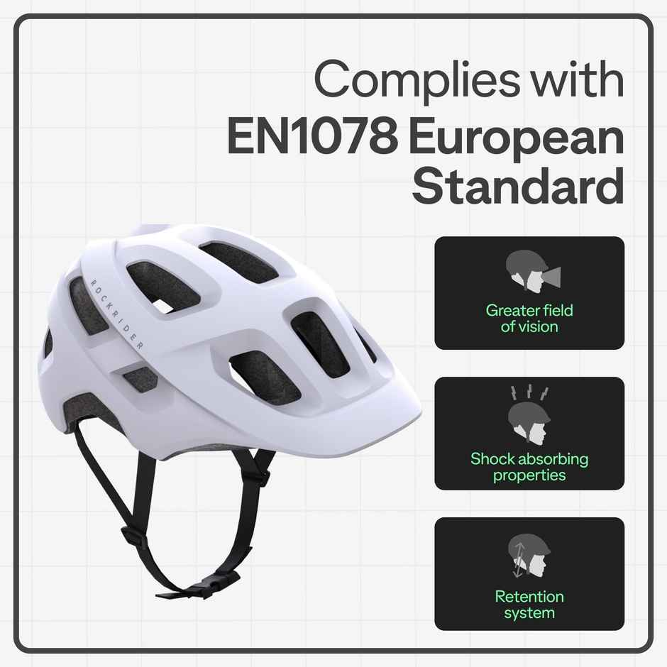 Decathlon | Rockrider Adult MTB Cycling Helmet | White - M