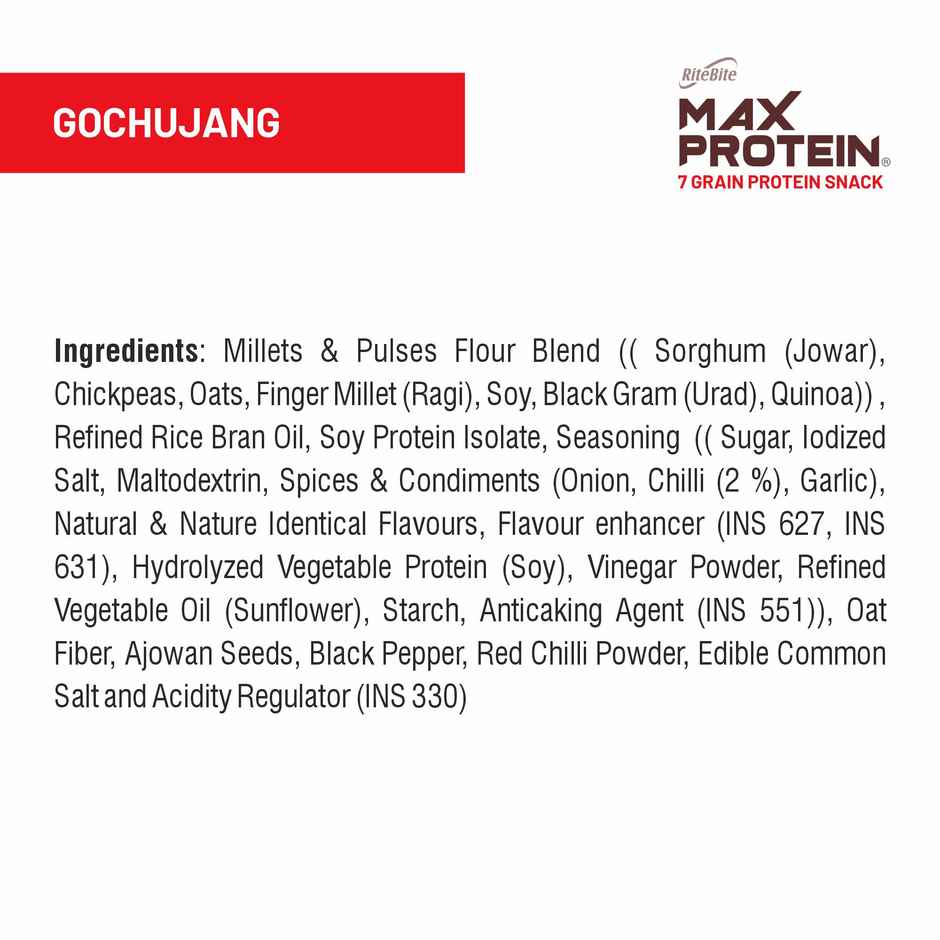 RiteBite Max Protein Gochujang Multigrain Protein Korean Chips | 10g Protein | 4g Fiber