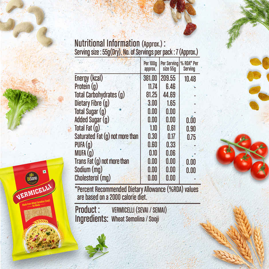 Disano Wheat Vermicelli | No Maida | Cholesterol Free