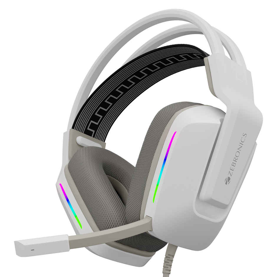 Zebronics Havoc Premium Gaming Over Ear Wired Headphone With Dolby Atmos Subscription (White)