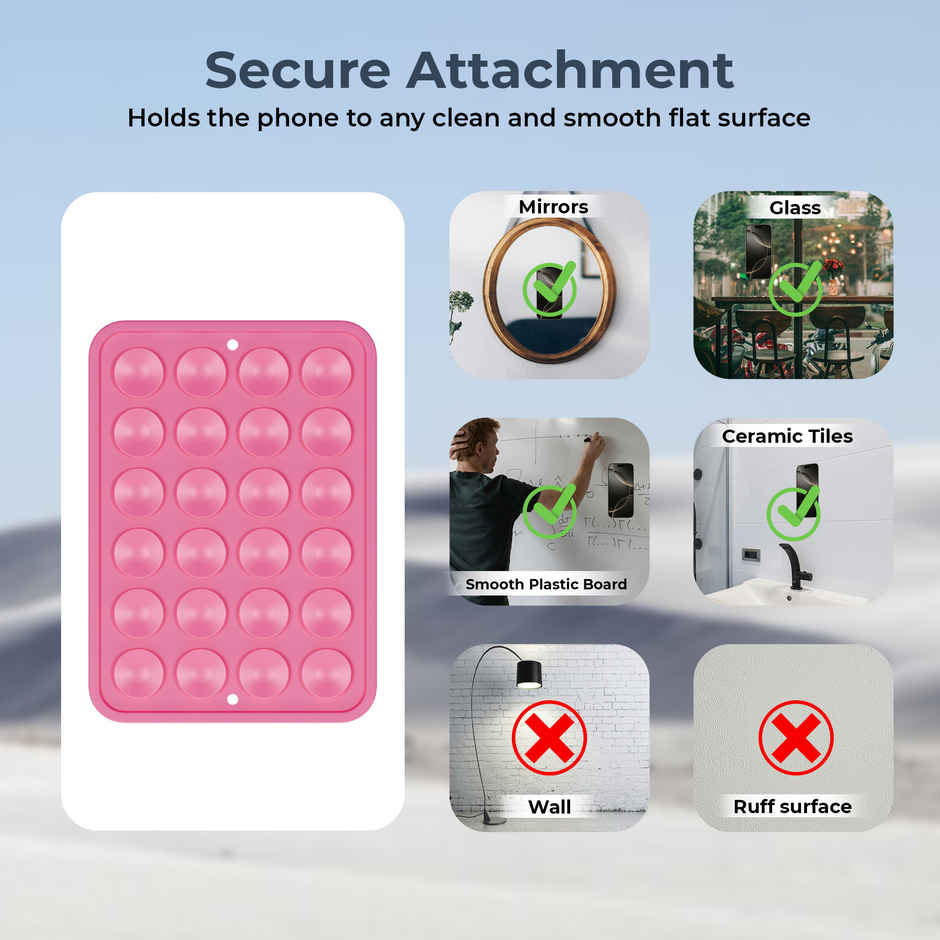 Artistque Silicone Suction Phone Case | Hands-Free Holder | Mirror & Shower | Light Pink