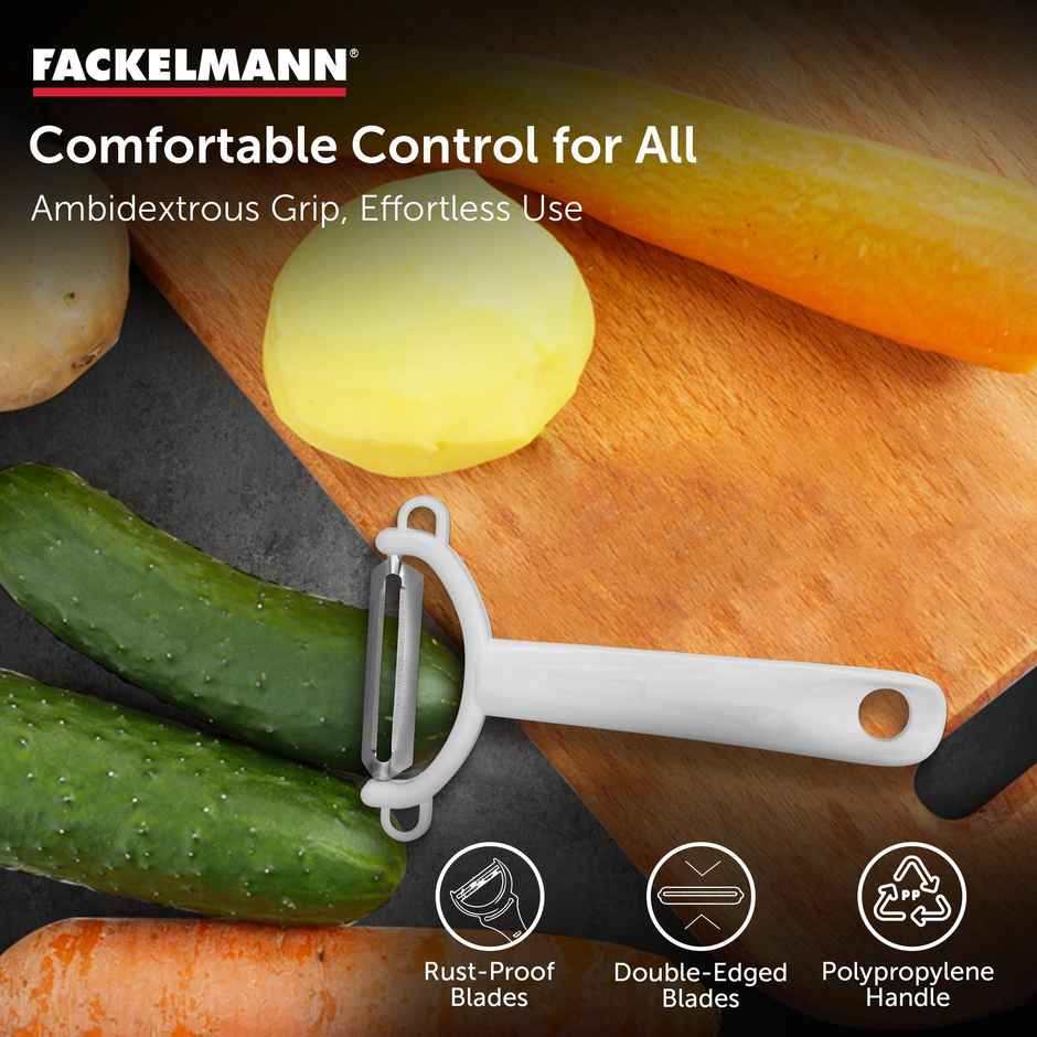 Fackelmann Arcadalina Stainless Steel Vegetable Y-Peeler | White | Ergonomic Plastic Handle