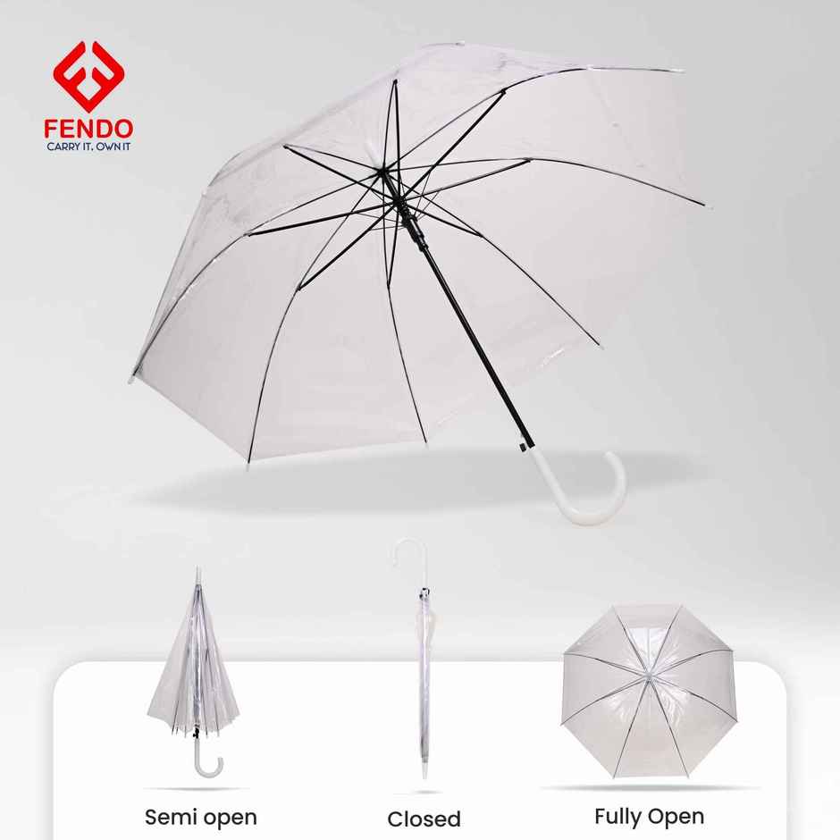 Fendo Straight Korean Umbrella | Transparent | 23 Inch | 1 Fold