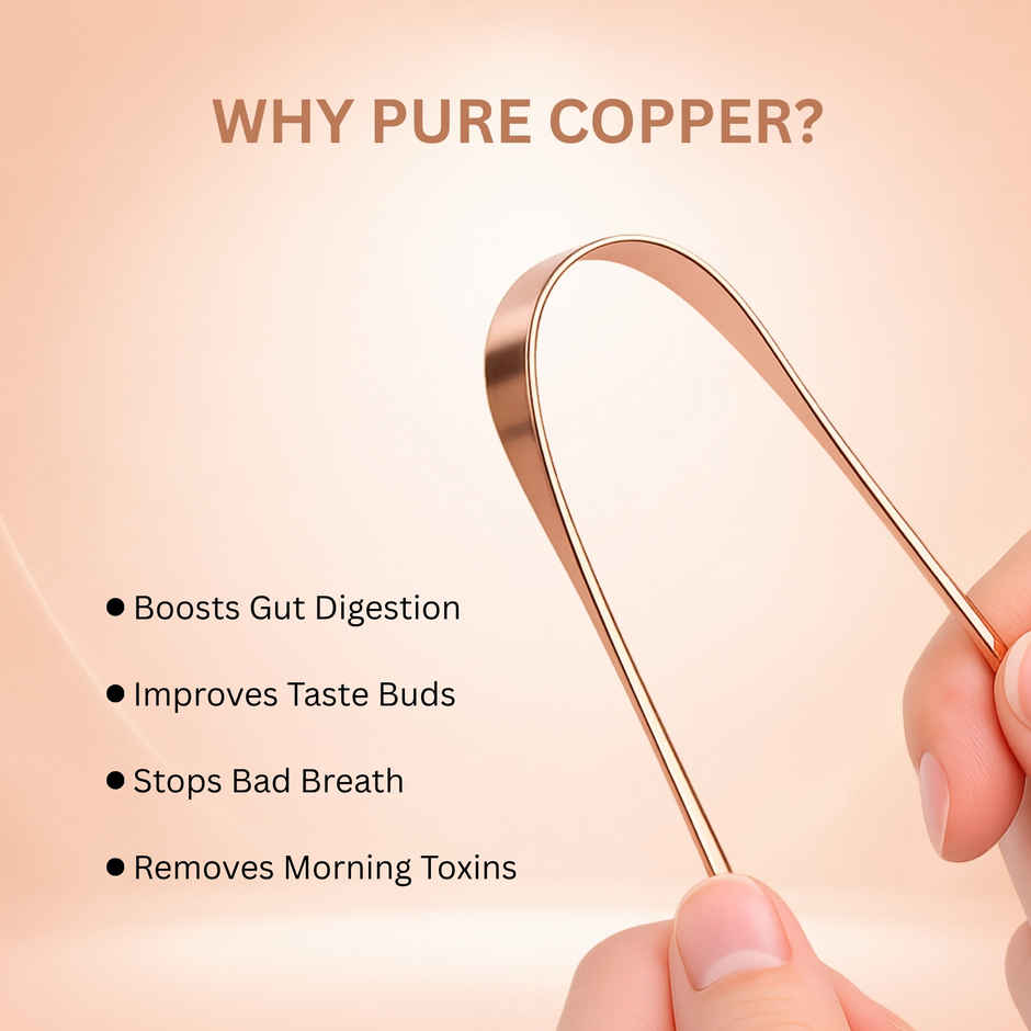 Midazzle Ayurvedic Copper Round Flexible Handle Tongue Cleaner | MIOT7501