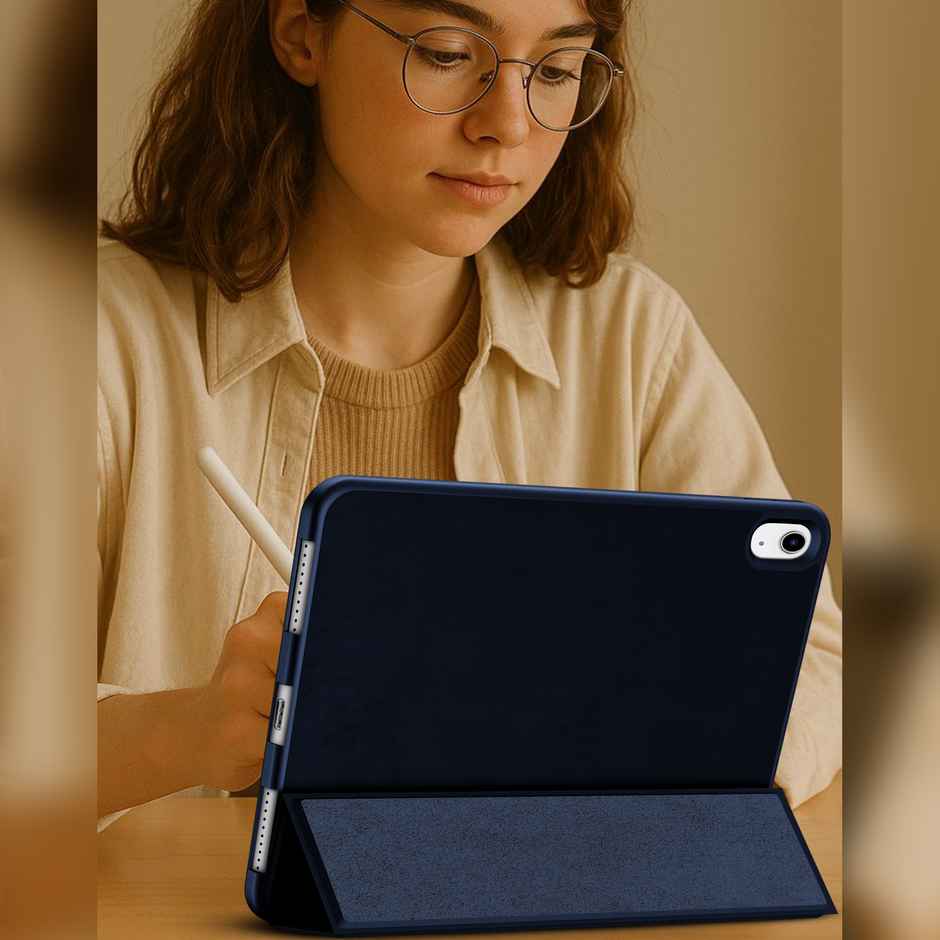 Artistque iPad 11th Gen 11 and 10th Gen 10.9 Trifold Case Cover | Pencil Holder | Auto Sleep | Blue
