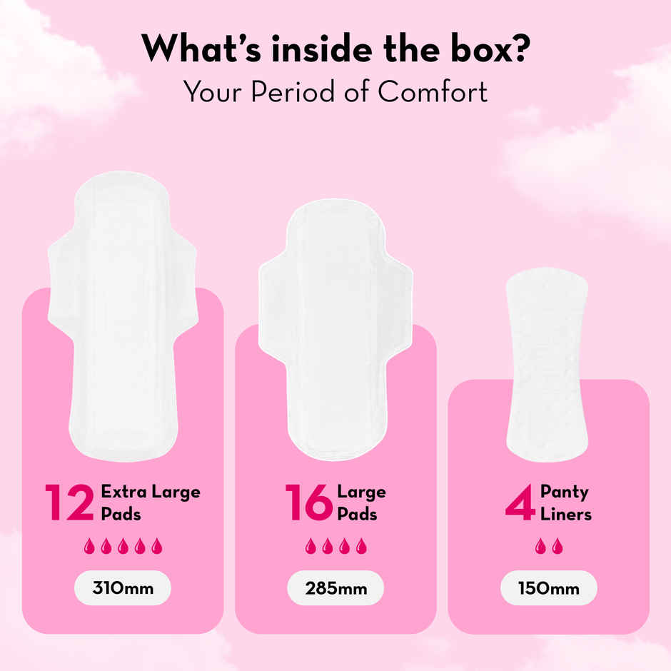 Plush Ultra Thin 16 XL + 12 XXL Sanitary Pads | Resealable Pack | Super Saver Combo