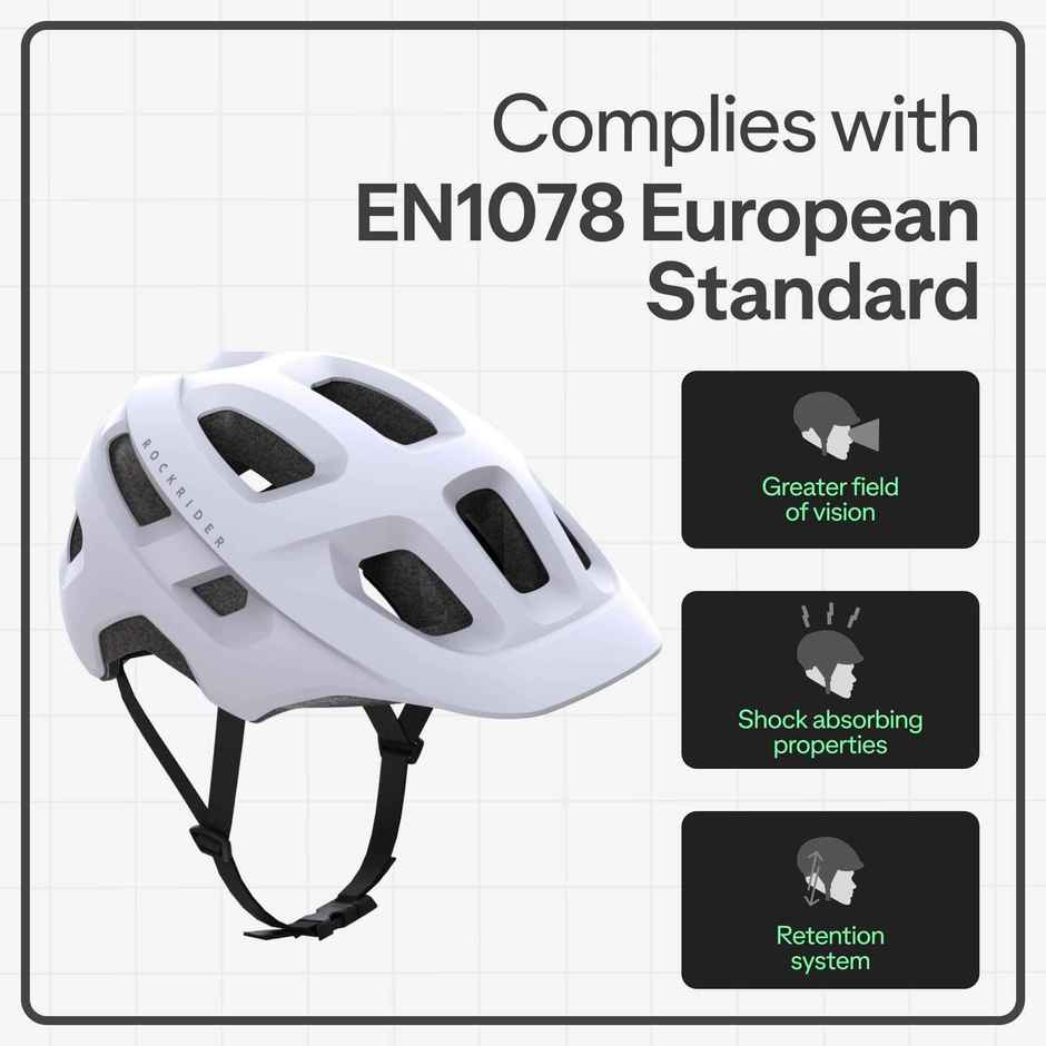 Decathlon Rockrider Adult MTB Cycling Helmet | White | M