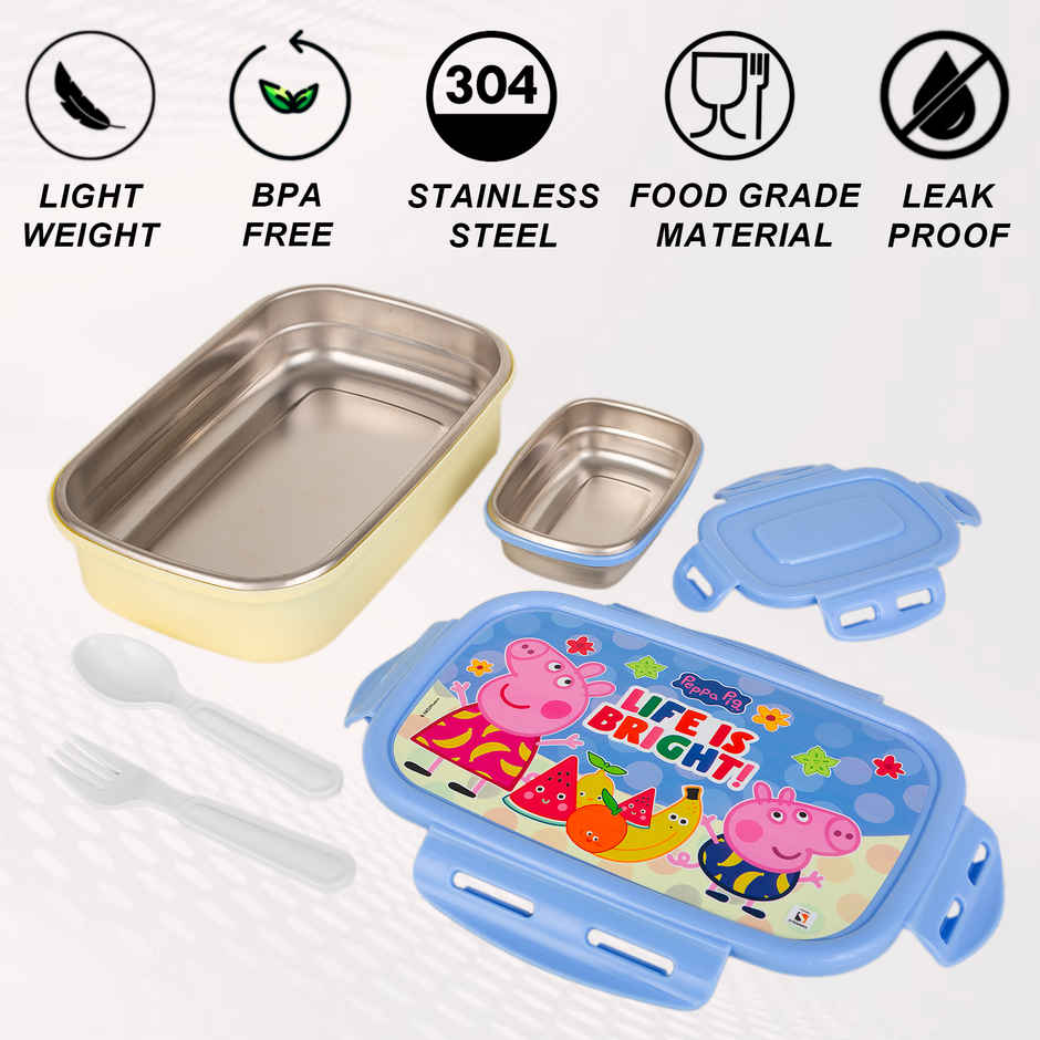Striders Peppa Pig Single Compartment Lunch Box With Cutlerys Multicolor | 310 ml