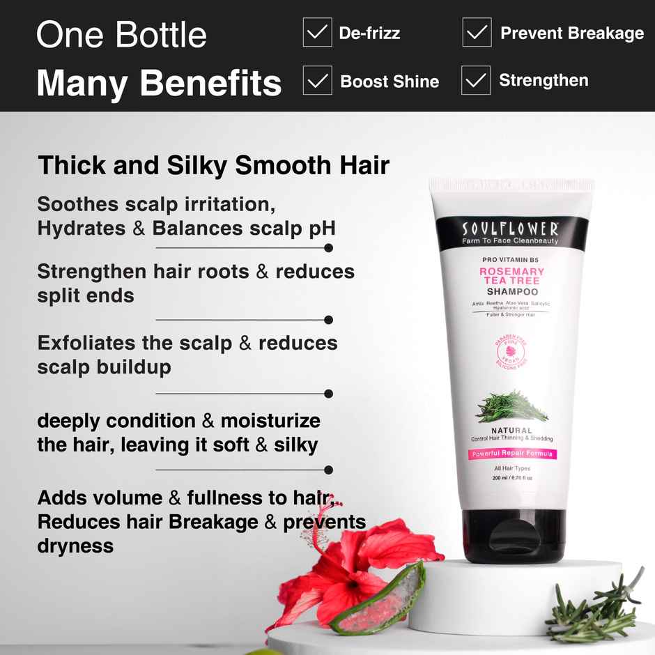 Soulflower Pro Vitamin B5 Rosemary Tea Tree Shampoo