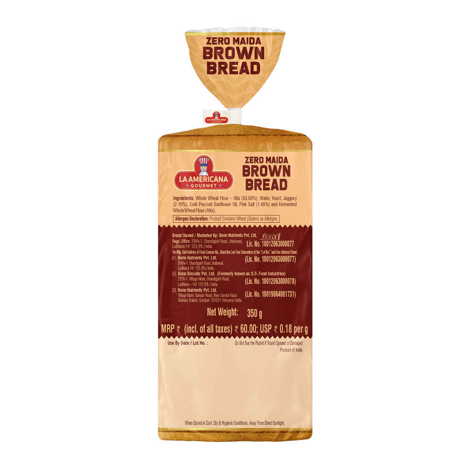 LA Americana Zero Maida Whole Wheat Brown Bread