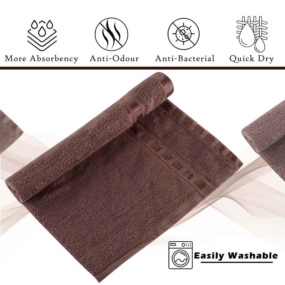 Kuber Cotton Hand/Face Towels Pack of 2 | Workout Pocket Towels | Brown