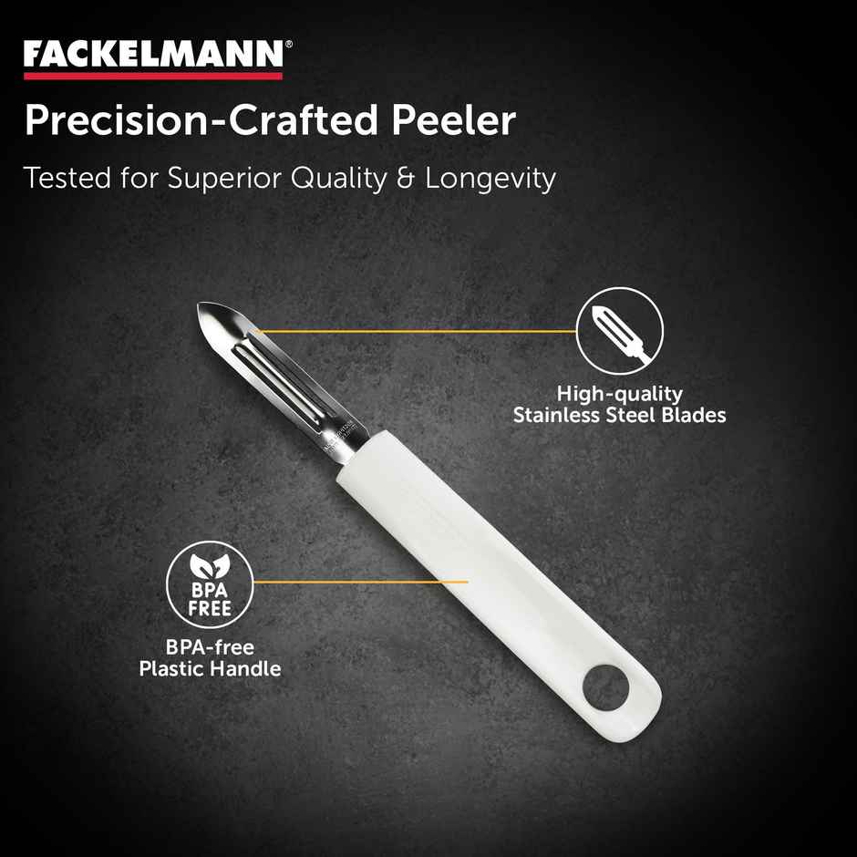 Fackelmann Stainless Steel Vegetable Peeler With Plastic Handle, 19Cm | Sharp Double-Slotted Blade