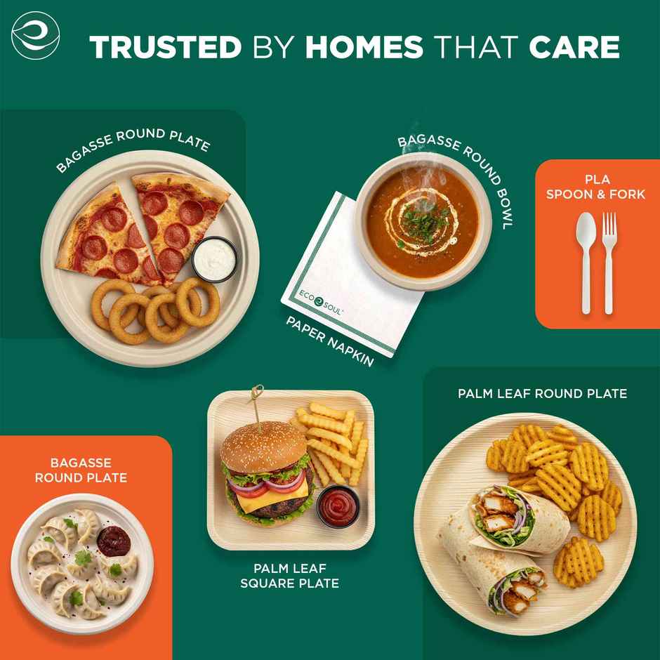 ECO SOUL | Bagasse Disposable Soup Bowls with Lid | 945 ml | Round | 10 Count