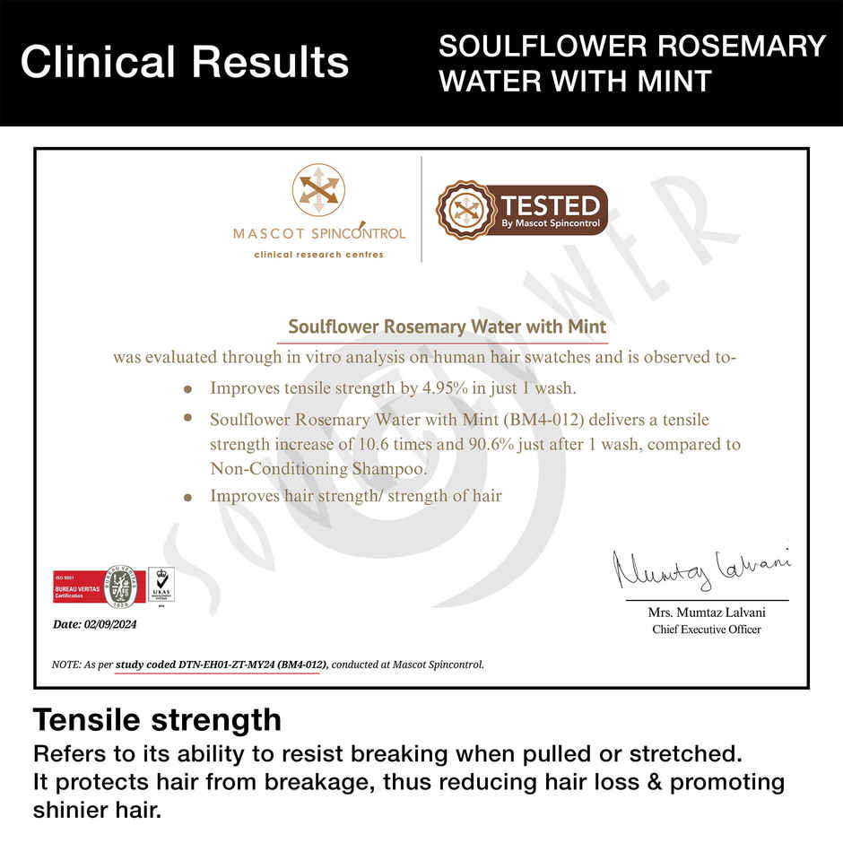 Soulflower Rosemary Water Hair Spray With Cooling Mint for Frizz Control