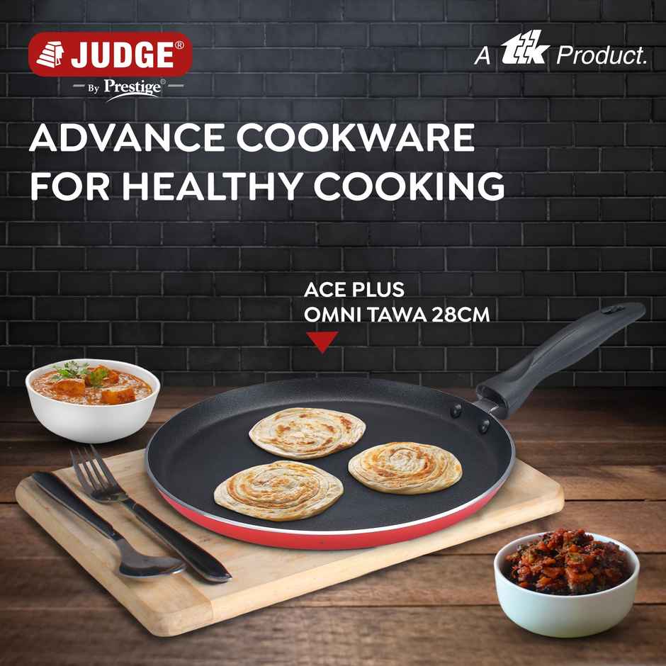 Judge By Prestige Ace Plus NonStick Cookware Omni Tawa 28cm,Induction Compatibe,1yr Warranty,Black