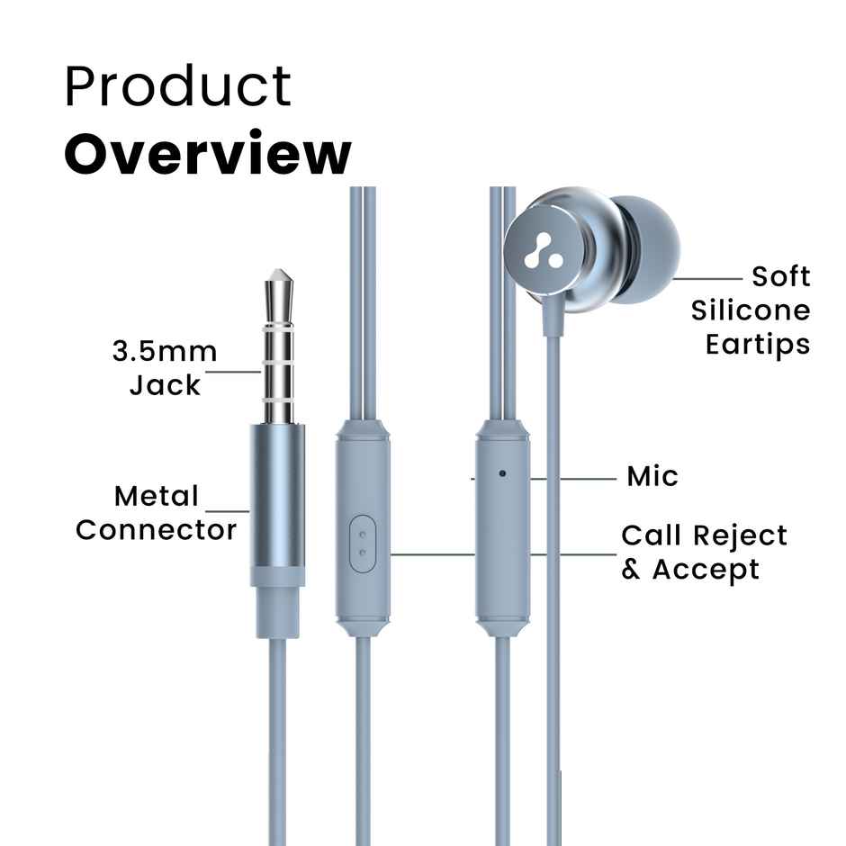 Ambrane Wired Earphones with Mic, Powerful HD Sound with High Bass 3.5mm Jack (Stringz 38)