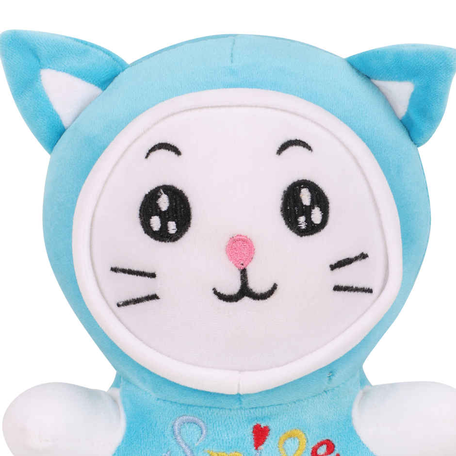 DearJoy Small Cat with a Hoodie | Blue - 22 cm