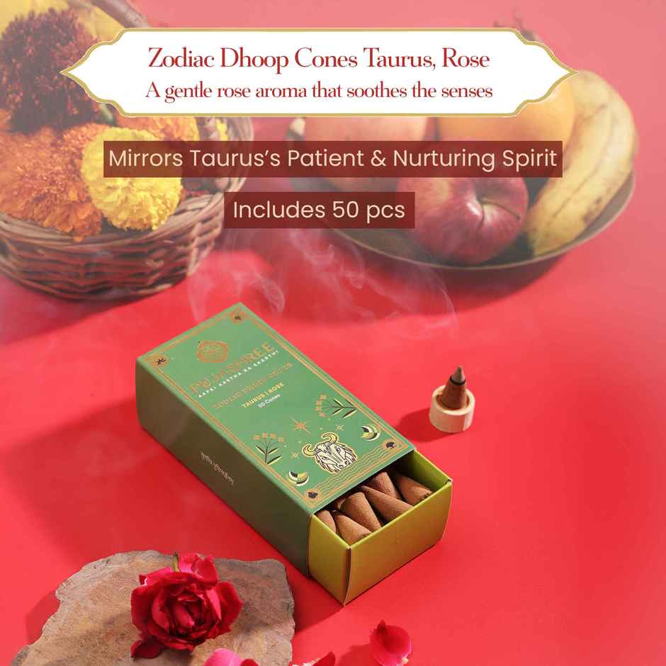 Pujashree Zodiac Dhoop Cones | Taurus - Rose