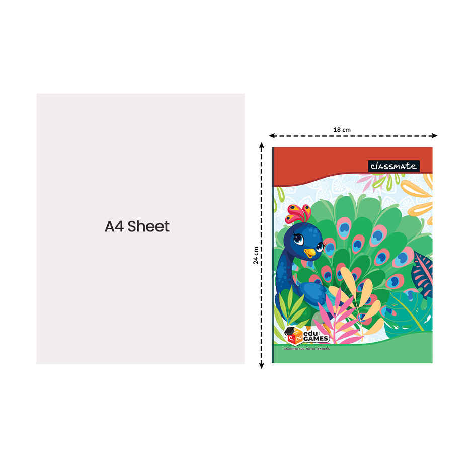 Classmate Notebook - 240 X 180 mm, 172 Pages, Single line - Assorted Designs