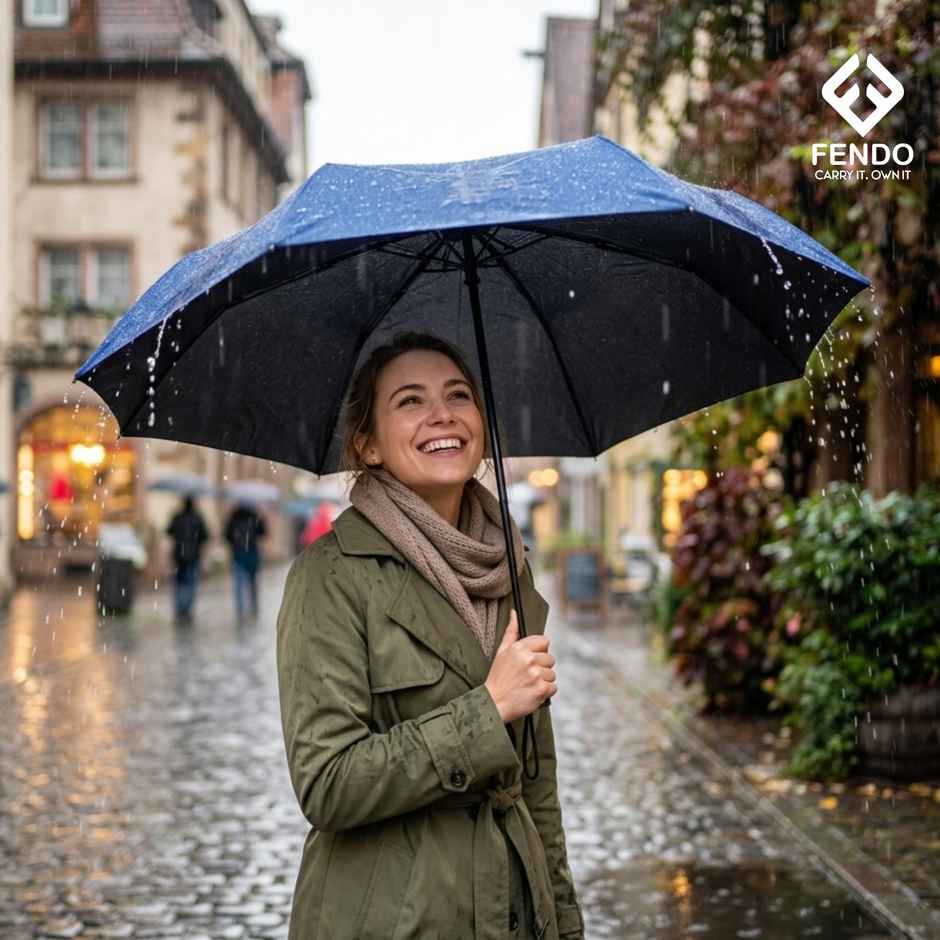 Fendo Capsule Umbrella 19 5 Fold With Cover Umbrella | Navy Blue