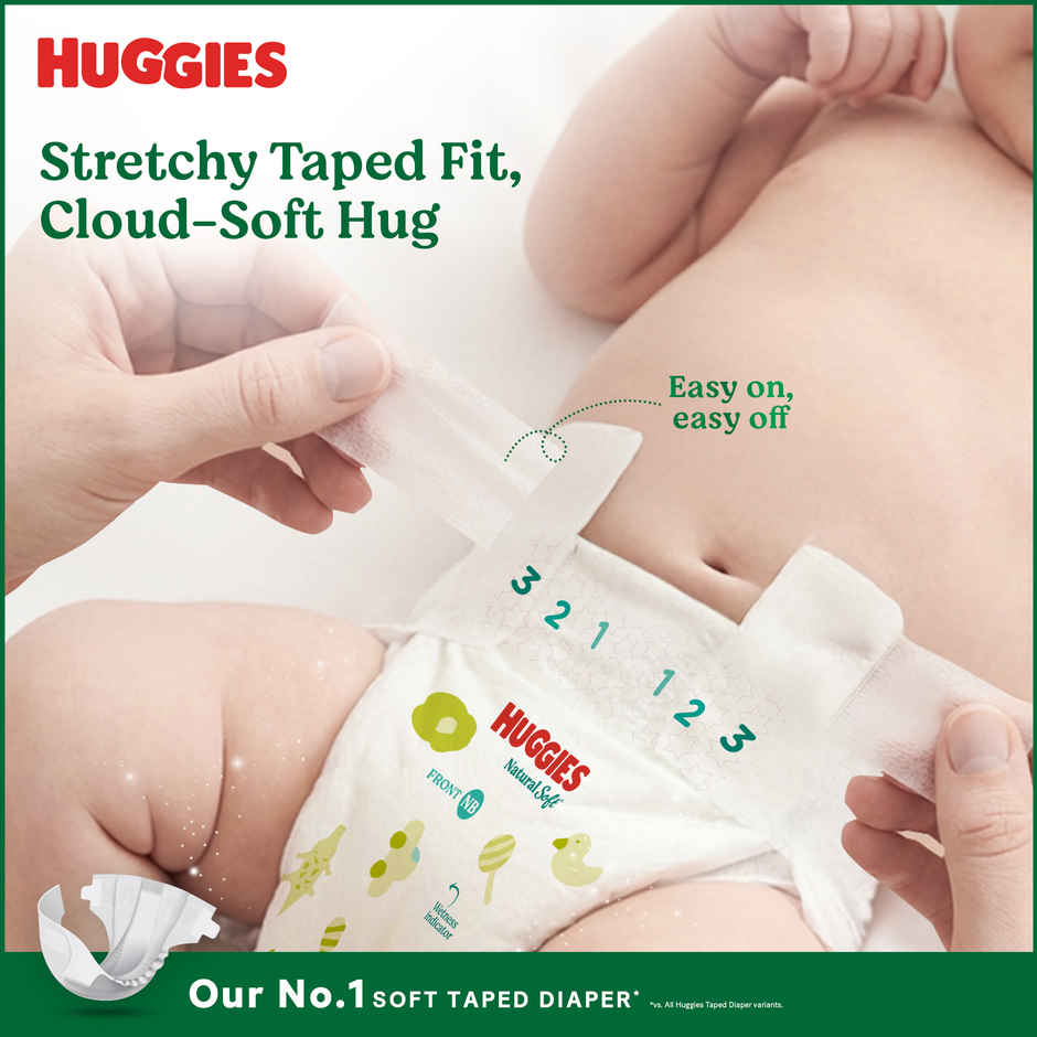 Huggies Natural Soft Premium Tape Diapers | Medium (M) Size | 7 To 12 kg