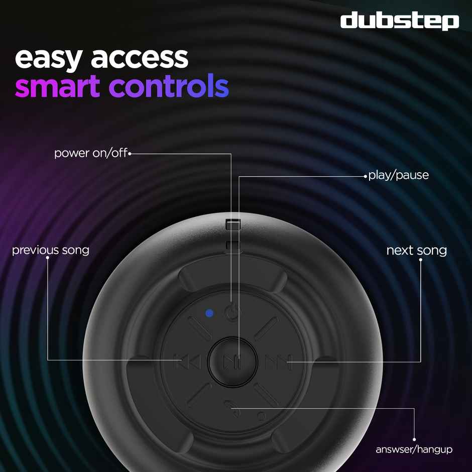 Dubstep Pop 600 Wireless Speaker With 15Hrs Playtime,  52mm Dynamic Driver, 6W Output, Bluetooth v5.3 -  Grey