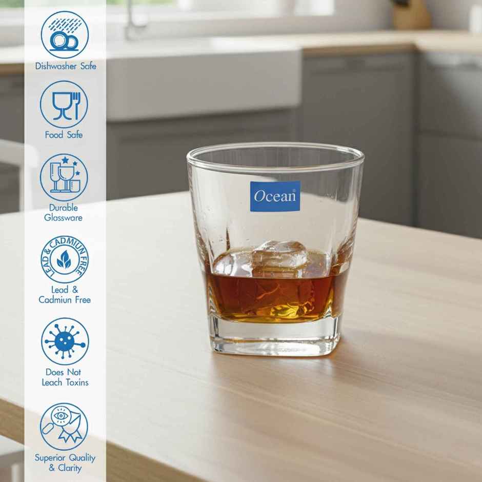 Plaza Whisky Glass Set | 295 ml | 6 pcs | Premium Glassware | Ocean Glassware