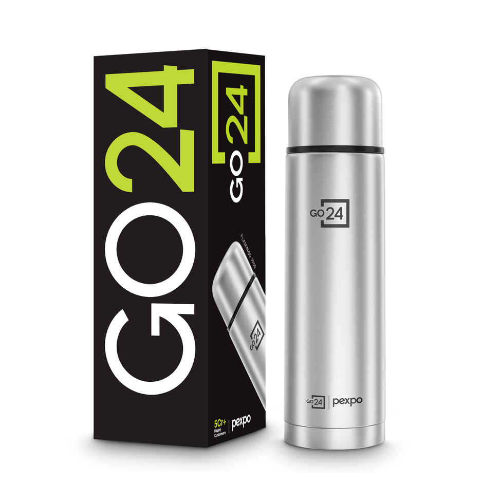 Go24 | Pexpo Thermosteel Flip Lid Flask Flamingo | 1 L | Silver