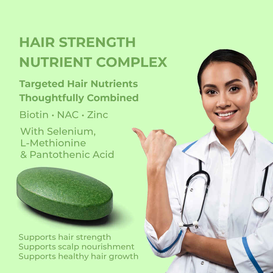 OYB Hair, Skin & Nail Support with Biotin, Zinc & NAC for Hair Growth | 30 Tablets