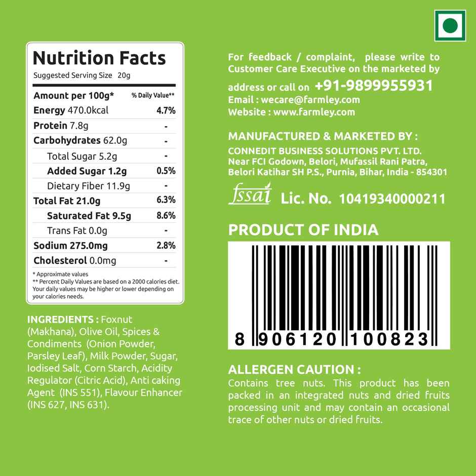 Farmley Cream And Onion Makhana Roasted In Olive Oil