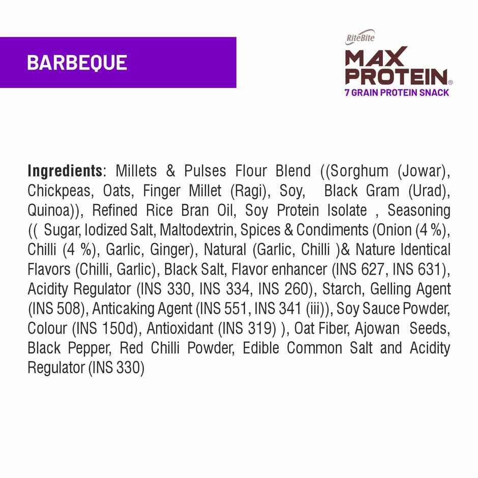 RiteBite Max Protein Barbeque Multigrain Protein Korean Chips | 10g Protein | 4g Fiber