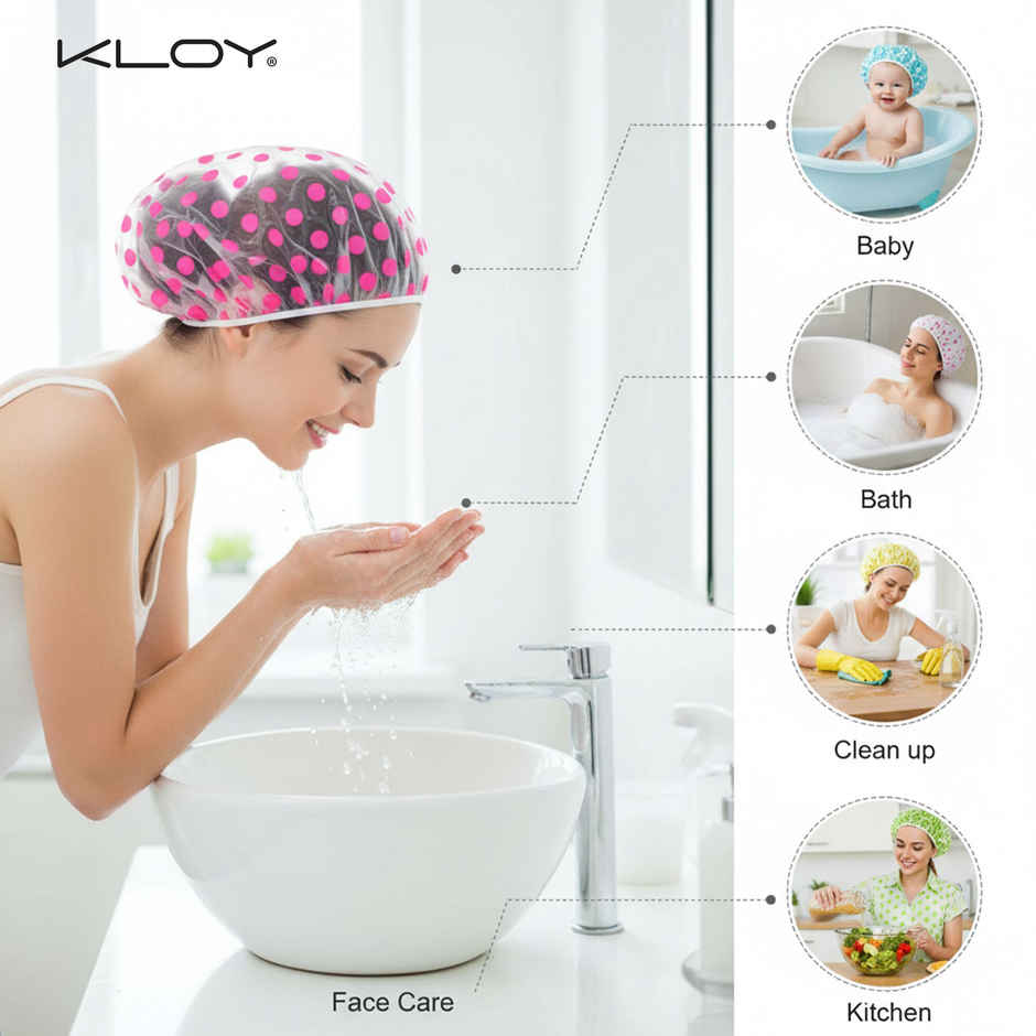 Kloy Waterproof Shower Cap | Reusable Hair Protection Cap | Multicolour