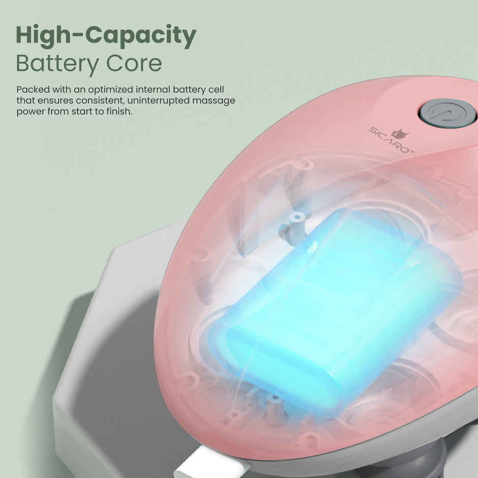 Sicaro RP201 Relax Pro Electric Rechargeable Scalp and Body Massager | Soft Silicone Bristles | Pink