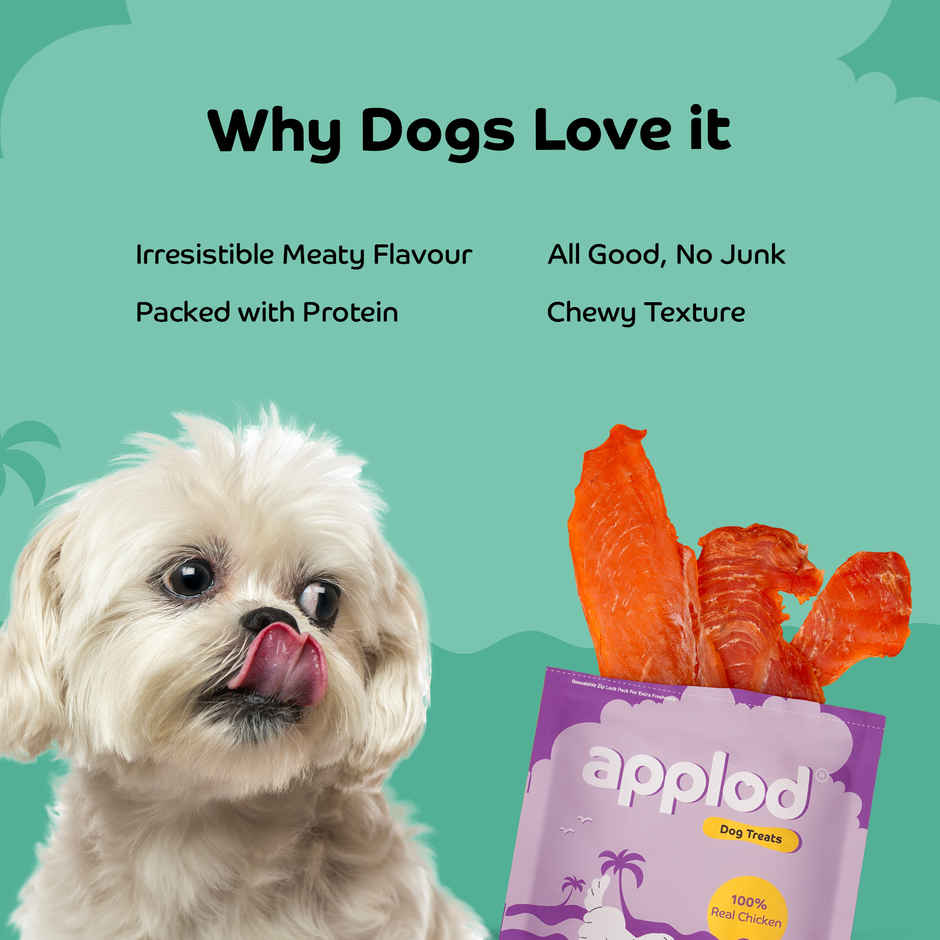 Applod Dehydrated Chicken Slices Dog Treat | Gluten Free Treats | For Puppy & Adult Dogs