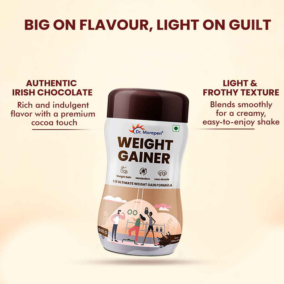 Dr. Morepen High Protein Weight Gainer with 1:5 Real Weight Gain Formula | Irish Chocolate