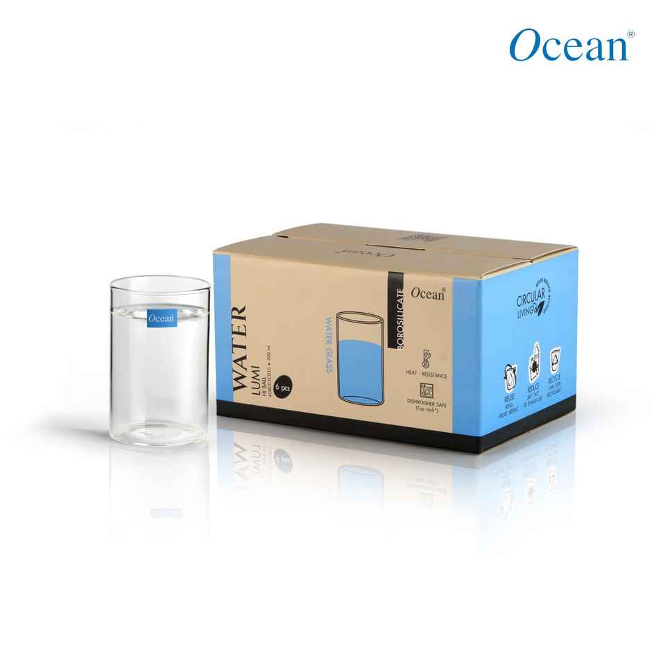 Ocean Lumi Borosilicate Water Glass (300Ml, 6Pcs)