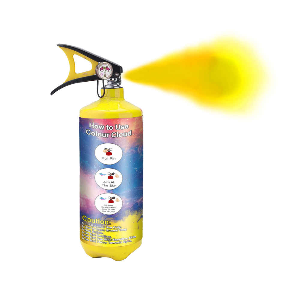 Holi Colour Cloud Cylinder Spray | Yellow | 2 kg | Cock